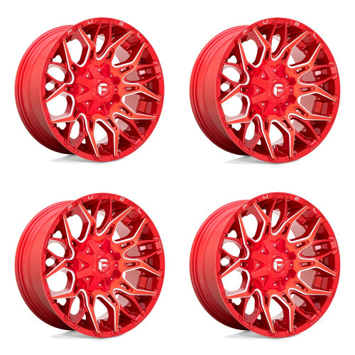 Set 4 Fuel D771 Twitch 20x10 8x180 Candy Red Milled Wheels 20" -18mm Rims
