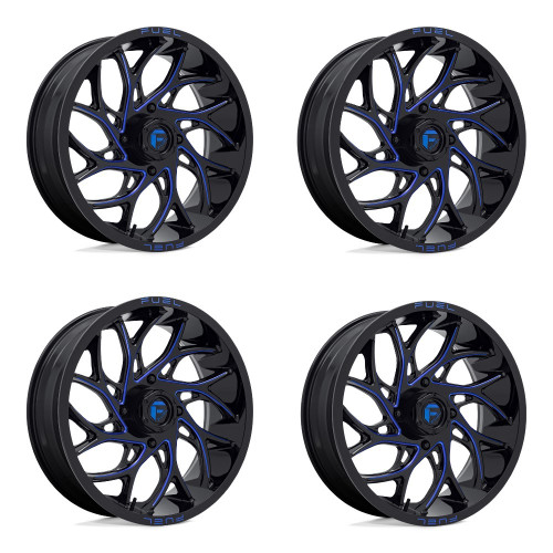 Set 4 Fuel UTV D778 Runner Utv 24x7 4x137 Black Milled Blue Wheels 24" 13mm