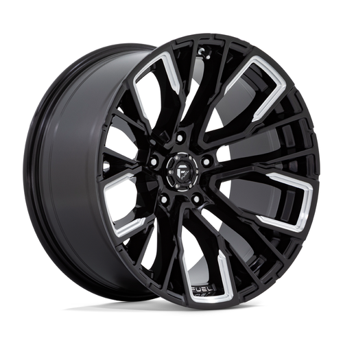 Set 4 Fuel D849 Rebar 22x12 5x5.5 Gloss Black Milled Wheels 22" -44mm Rims