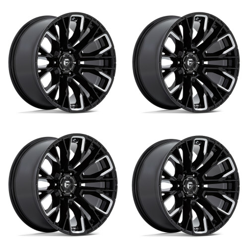 Set 4 Fuel D849 Rebar 22x12 6x5.5 Gloss Black Milled Wheels 22" -44mm Rims