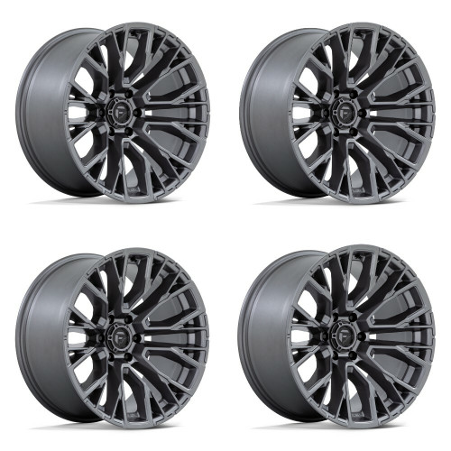 Set 4 Fuel D848 Rebar 22x12 6x135 Matte Gunmetal Wheels 22" -44mm Rims