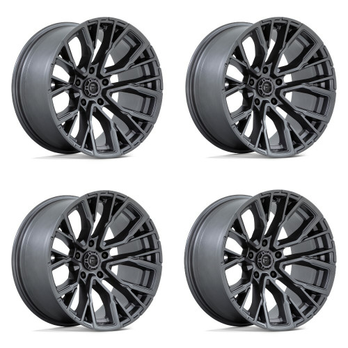 Set 4 Fuel D848 Rebar 22x12 5x5 Matte Gunmetal Wheels 22" -44mm Rims