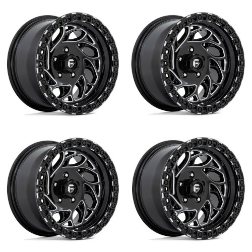 Set 4 Fuel D840 Runner OR 15x10 5x4.5 Gloss Black Milled Wheels 15" -43mm