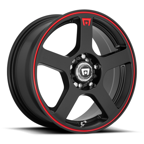 Motegi MR116 FS5 17x7 5x112 5x4.5 Matte Black Red Racing Stripe Wheel 17" 40mm