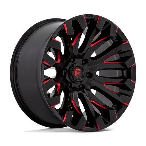 Set 4 Fuel D829 Quake 20x9 6x135 Gloss Black Milled Red Tint Wheels 20" 1mm