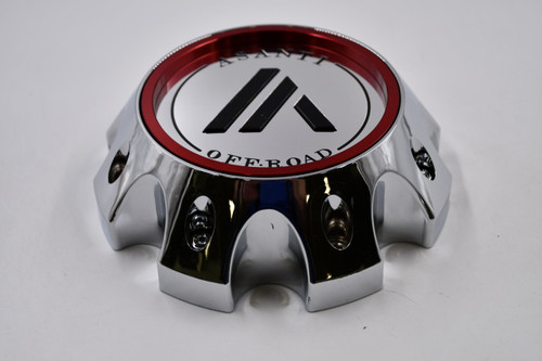 Asanti Off Road Chrome w/ Chrome, Red, Gloss Black Logo Wheel Center Cap Hub Cap 1278C07 6.75" 8 Lug