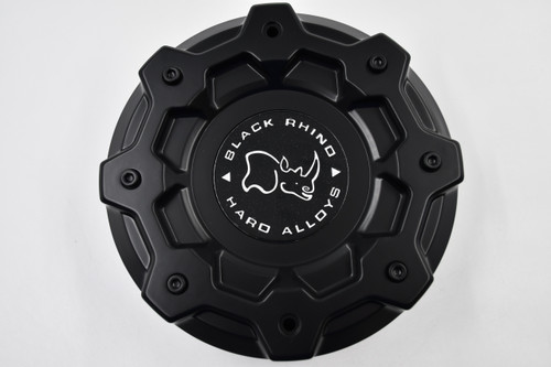 Black Rhino Hard Alloys Satin Black w/ Silver Logo Wheel Center Cap Hub Cap PSC014BLADBK1 8.5" CCBRABR ABRAMS 5/8H