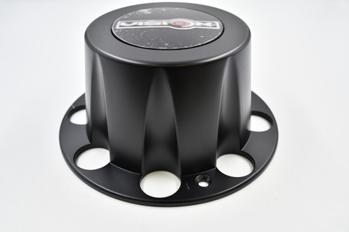Vision Wheels Matte Black w/ Gloss Black, Red, Chrome Inset Wheel Center Cap Hub Cap C81DMB-2R 9.75" 8 Lug Heavy Hauler
