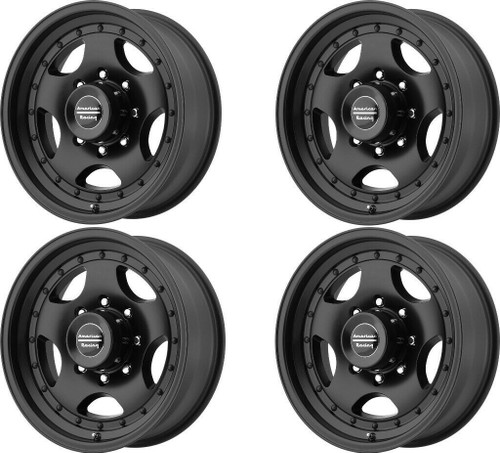 Set 4 16" American Racing AR23 16x8 8x6.5 Satin Black Wheels 0mm Vintage Rims