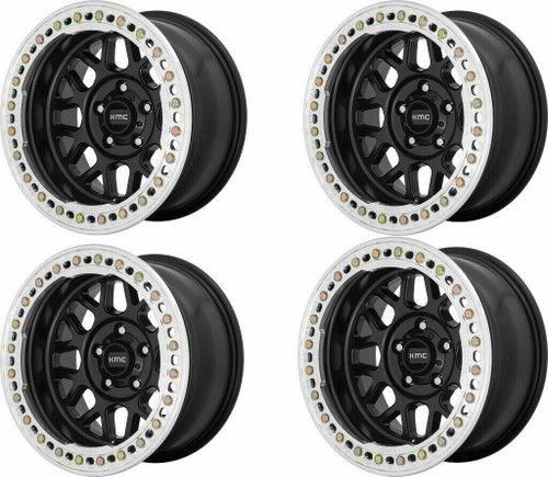 Set 4 KMC KM235 Grenade Crawl Beadlock 20x10 8x6.5 Satin Black Wheels 20" -48mm