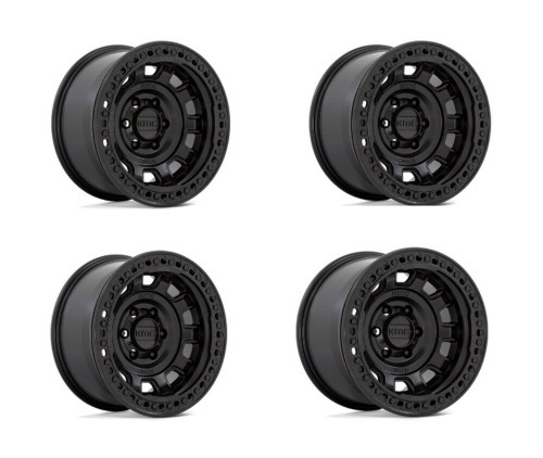 Set 4 KMC KM236 Tank Beadlock 17x9 6x5.5 Satin Black Wheels 17" -38mm Rims