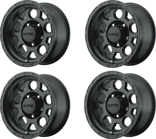 Set 4 KMC KM522 Enduro 15x9 5x5.5 Matte Black Wheels 15" -12mm Rims