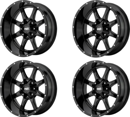 Set 4 Moto Metal MO970 20x10 8x6.5 Gloss Black With Milled Lip Wheels 20" -18mm