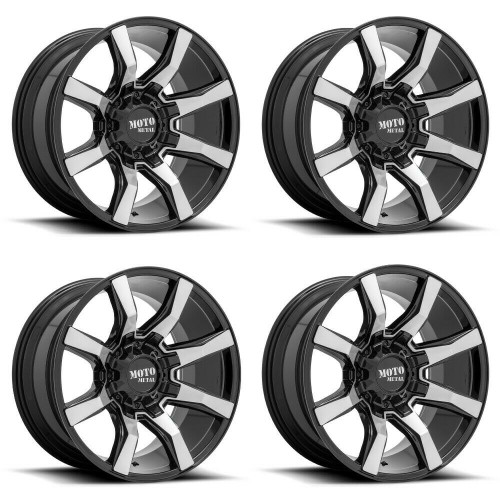 Set 4 Moto Metal MO804 Spider 20x9 6x120 6x5.5 Black Machined Wheels 20" 0mm