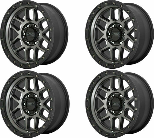 Set 4 KMC KM544 Mesa 20x9 5x5 Satin Black With Gray Tint Wheels 20" 0mm Rims