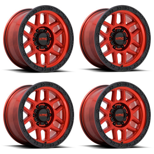Set 4 KMC KM544 Mesa 20x9 6x135 Candy Red With Black Lip Wheels 20" 0mm Rims