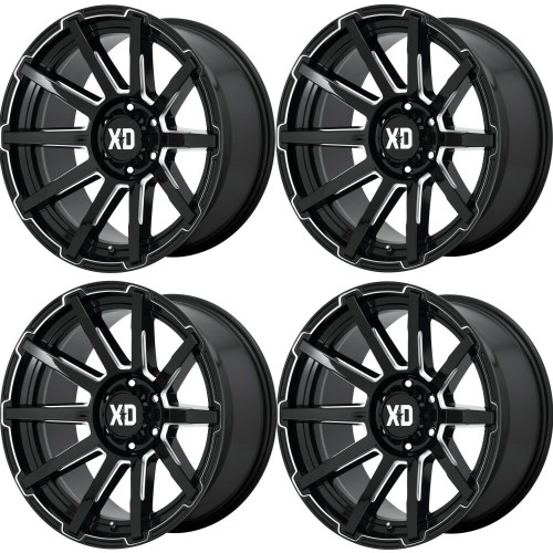 Set 4 XD XD847 Outbreak 20x10 6x135 Gloss Black Milled Wheels 20" 12mm Rims