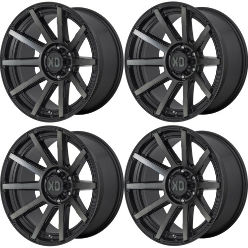 Set 4 XD XD847 Outbreak 20x10 8x6.5 Satin Black With Gray Tint Wheels 20" 12mm