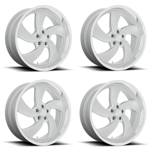 Set 4 US Mag U134 Desperado 20x8 5x5 Silver Brushed Milled Diamond Rims 20" 1mm