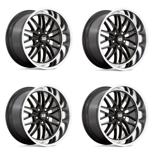 Set 4 US Mag  U138 Santa Cruz 22x10.5 5x5 Gloss Black Diamond Cut Wheels 22" 0mm