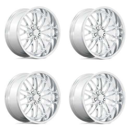 Set 4 US Mag U140 Santa Cruz 22x10.5 5x5 Chrome Wheels 22" 0mm Rims
