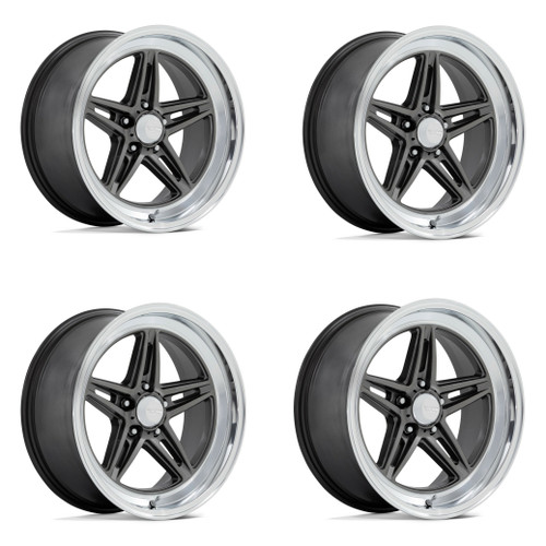Set 4 American Racing Vintage VN514 Groove 18x8 5x4.5 Anthracite Wheels 18" 0mm