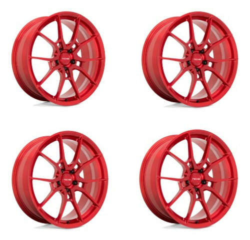 Set 4 Niche Mono T113 Kanan 20x10.5 5x112 Brushed Candy Red Wheels 20" 35mm Rims