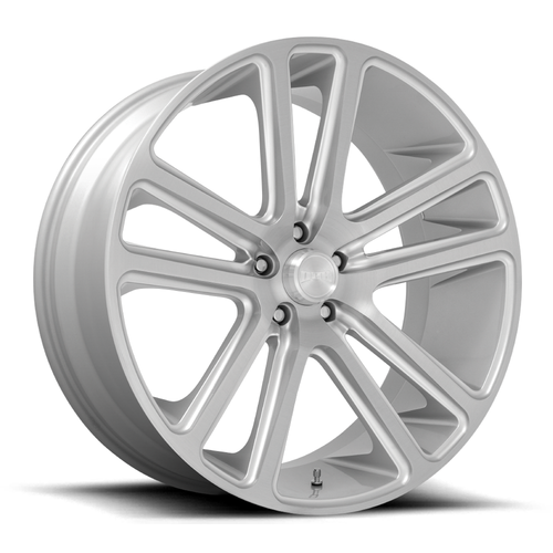 Set 4 22" DUB S257 Flex 22x9.5 5x115 0mm Wheels Gloss Silver Brushed Face Rims