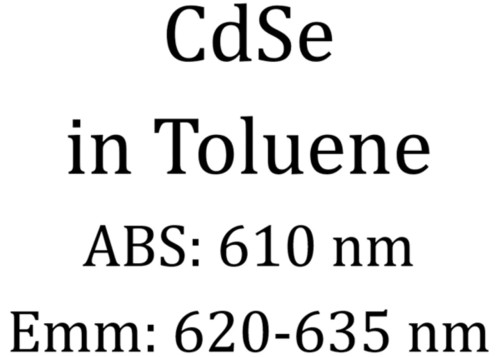 CdSe in Toluene ABS: 610 nm Emm: 620-635 nm