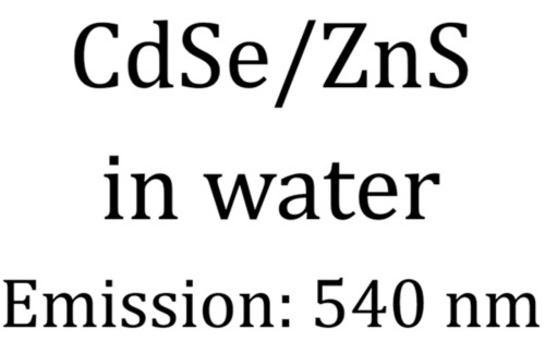 CdSe/ZnS in water Emission: 540 nm