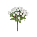 Frosted White Berry Bunch with Leaves 