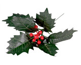 8" Holly Pick with Leaves and Red Berries 