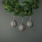 Naida 8cm Glass Frill Bauble Pewter & Silver (Set of 4) Naida 8cm Glass Frill Bauble Pewter & Silver (Set of 4)