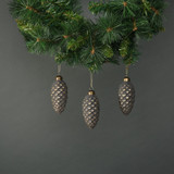 Luna Glass Pine Cone Bauble Pewter & Gold (Set of 4) Luna Glass Pine Cone Bauble Pewter & Gold (Set of 4)