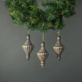 Luna Glass Ornate Lamp Bauble Pewter & Gold (Set of 4)