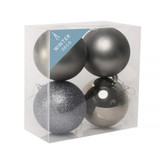 10cm Pewter Shatterproof Baubles  (x4)