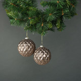 Asteria 10cm Rose Gold Glass Quilted Bauble (Set of 4) Asteria 10cm Rose Gold Glass Quilted Bauble (Set of 4)