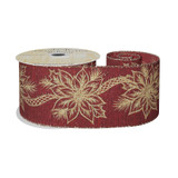 Red with Gold Poinsettia Ribbon (63mm x 10yds) Red with Gold Poinsettia Ribbon (63mm x 10yds)