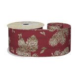 Burgundy Ribbon with Gold Glitter Fir and Cone (63mm x 10yd) Burgundy Ribbon with Gold Glitter Fir and Cone (63mm x 10yd)