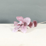 Small Burgundy Glitter Flocked lambs Ear Stem Small Burgundy Glitter Flocked lambs Ear Stem