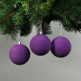 8cm Purple Velvet Baubles (Set of 6) 8cm Purple Velvet Baubles (Set of 6)