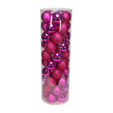 50 Hot Pink Baubles in Matt, Shiny & Glitter Finish (10cm)