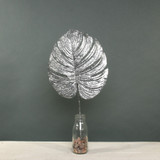 Silver Glitter Monstera Leaf (Medium)  