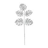 Silver Glitter monstera Leaf Spray   Silver Glitter monstera Leaf Spray