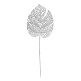 Silver Glitter Filigree Monstera Leaf