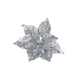 Silver Glitter Poinsettia Pick Silver Glitter Poinsettia Pick