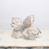 Small Silver Poinsettia Pick  Small Silver Poinsettia Pick