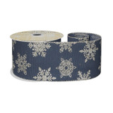 Navy Ribbon with Gold Glitter Snowflake (63mm x 10yd) Navy Ribbon with Gold Glitter Snowflake (63mm x 10yd)