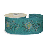 Turquoise peacock ribbon (63mm x 10yd) Turquoise peacock ribbon (63mm x 10yd)