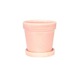 Vintage Pink-Stoneware Painted Pot with Saucer (10x10cm)